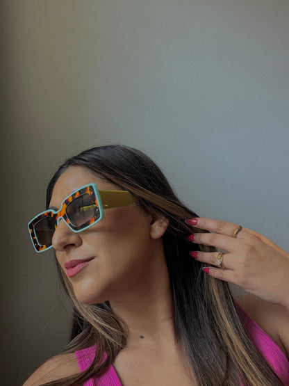 Deco Sunglasses Chartreuse + Sky Blue