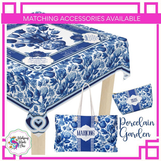 Porcelain Garden Blue Toile Mahjong Tablecloth Charleston