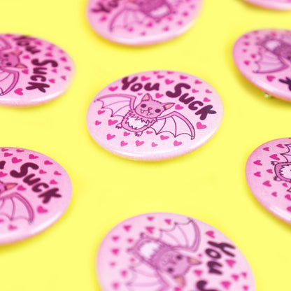 You Suck Vampire Bat Pastel Goth Edgy Pinback Button