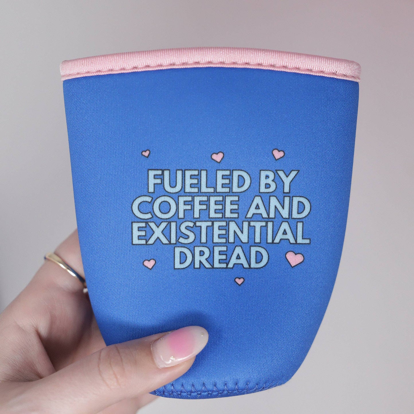 Iced Coffee Sleeve - Fueled by coffee and existential dread: Small