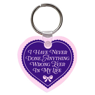 I Have Never Done Anything Wrong Heart Shaped Vinyl Keychain