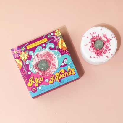 ♒ Age of Aquarius Lemongrass Bath Bomb with Aventurine Gemstone