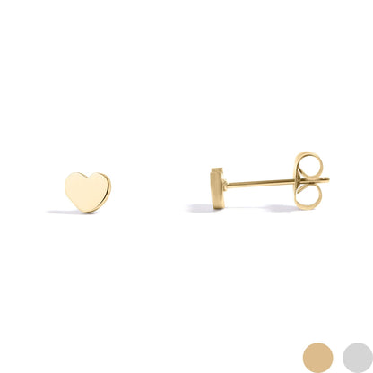 18K Gold PVD Stainless Steel Heart Stud Earrings: Gold