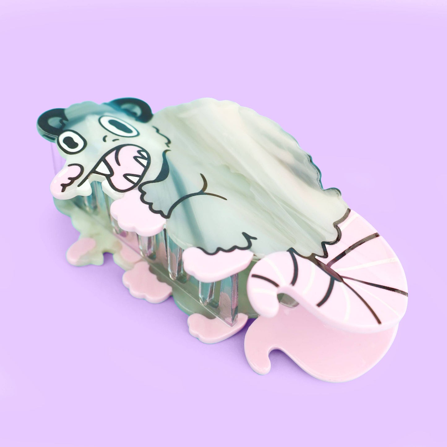 Screaming Opossum, Hair Claw, Funny, Cute, Wildlife, Clip: Acetate