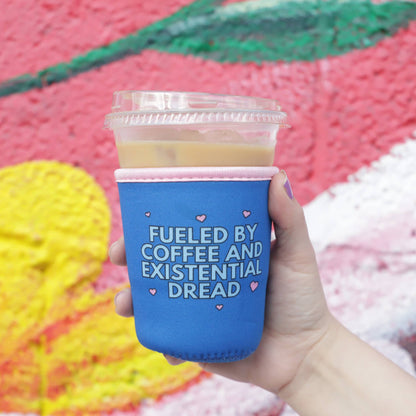 Iced Coffee Sleeve - Fueled by coffee and existential dread: Small