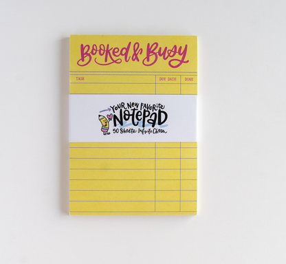 Booked and Busy Notepad – Cute Bookish Reading Stationery