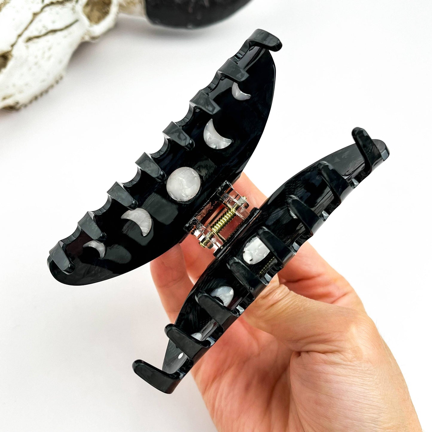 Night Sky Acetate Hair Claw Clip – Starry Galaxy Design: Black