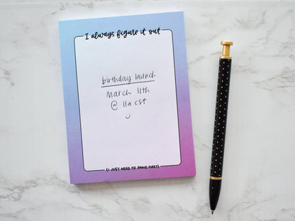 I Always Figure It Out Notepad | Encouraging Stationery