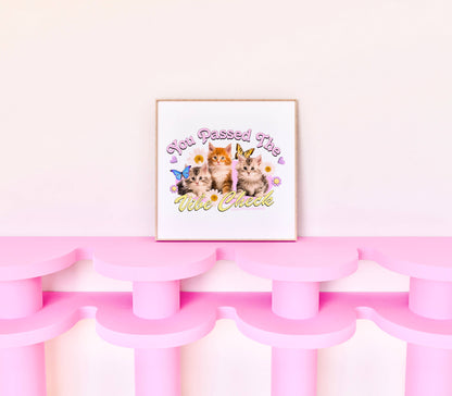 Square Art Print Vibe Check Kittens - Cat Lover Wall Decor