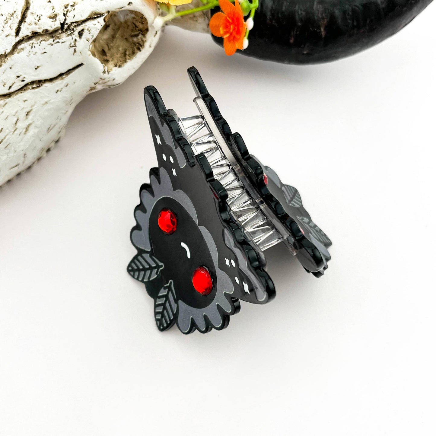 Cute Bat Rhinestone Acetate Hair Claw Clip: Black