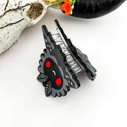 Cute Bat Rhinestone Acetate Hair Claw Clip: Black